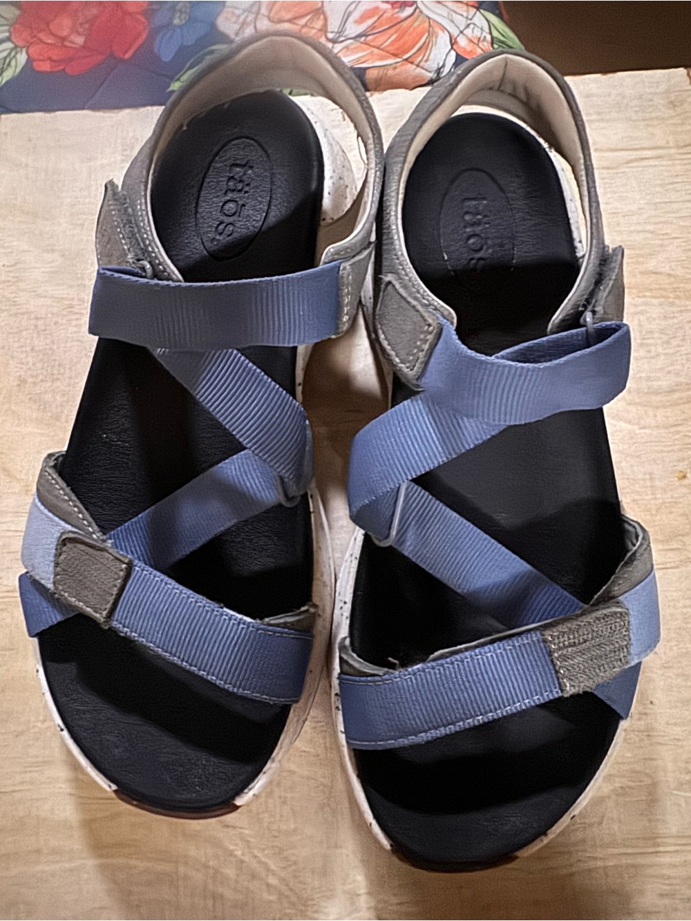 Taos Footwear Blue and Gray Strappy Women's Sandals